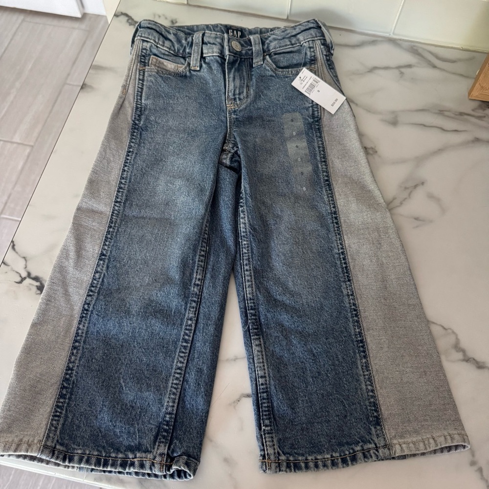 GAP Kids High Rise Wide Leg Denim in Blue and Gray